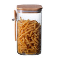 Well sealed High Borosilicate Transparent Glass Food Storage Jar Household Kitchen Utensils with Bamboo Lid and Spoon