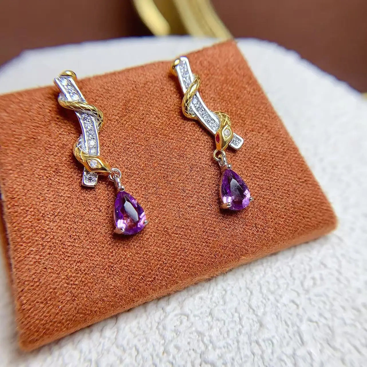 Factory Supply 925 Sterling Silver Natural Gemstone Gold Plated Stud Earrings Boho Style Party Jewelry for Women