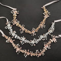 SLBRIDAL Handmade Opal Crystal Rhinestones Pearls Wedding Hair Accessories Hair Vine Bridal Headband Bridesmaids Women Jewelry