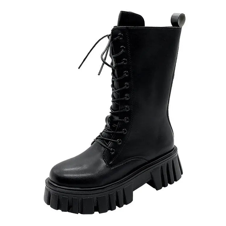 Boot for Women Ankle Bootie Female Platform Heels Boot  Low Heel Short Top Zipper-up Lace-up Fashion Dress Business Boot