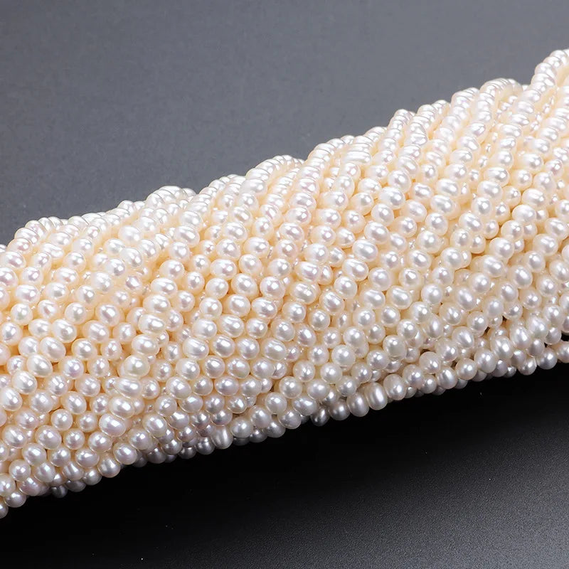 3-4mm Hebras De Perlas Cultivadas Natural Pearl Strand Tiny Pearl Beads Freshwater Pearls Loose Potato Round