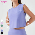 Janya Women's Summer Short Sports Vest Cool Feeling Quick Dry Breathable Sleeveless Gym Fitness Tops Yoga Tank Top for Adults
