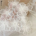 New Fancy White Beaded and Sequined Sew-On Rhinestones PVC 3D Chenille Fabric Flowers Wholesale Handmade