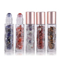 Hot Sale Gemstone Thick Glass Rose Gold Lid 10ml Essential Oil Roller Bottle with Crystal Ball