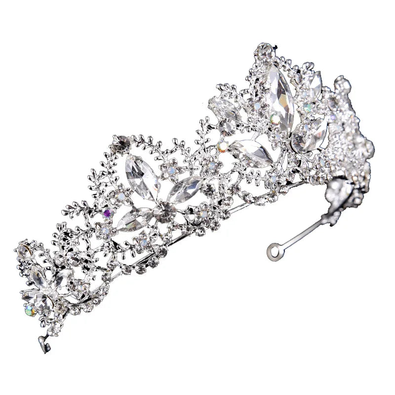 Wholesale Alloy Crystal Tiara and Trendy Wedding Bridal Hair Accessories Rhinestone-Tipped Pageant Crowns for Girls