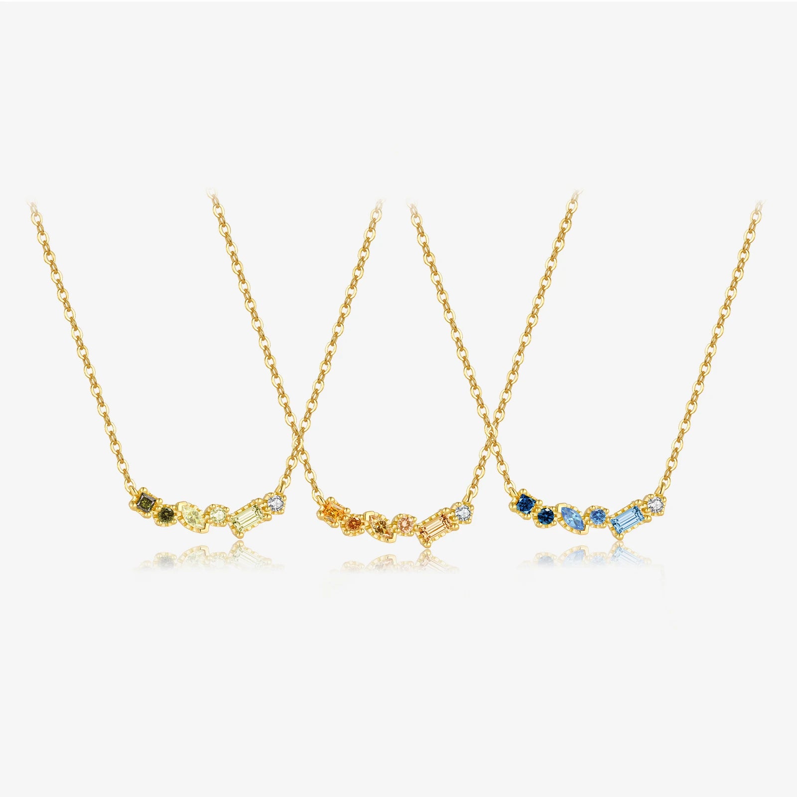 FUAMAY Women's 925 Sterling Silver Necklace Rhodium Plated Rainbow Birthstone Trendy Style for Engagement & Party