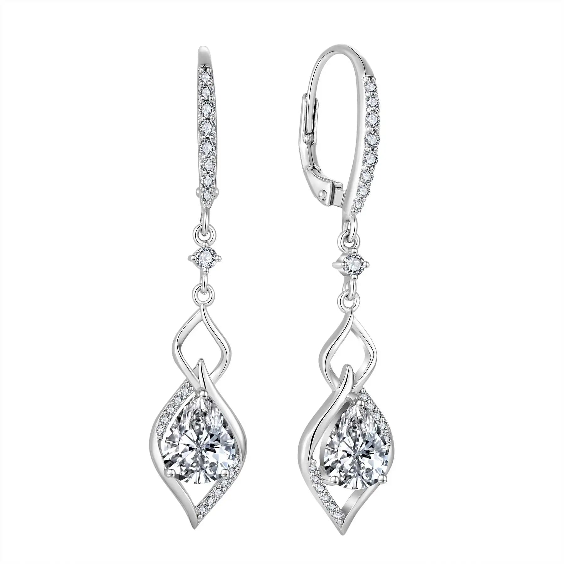 QINGXIN 925 Sterling Silver Mother's Day Gift Party Jewellery Luxury Zircon Gemstone Hoop & Huggie Drop Earrings Women