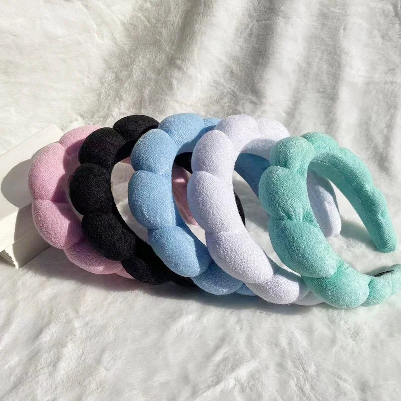 Wholesale Custom Cute Makeup Twist Sponge Padded Hairband Microfiber Soft Towel Hair Band Terry Cloth Headband for Women Girls