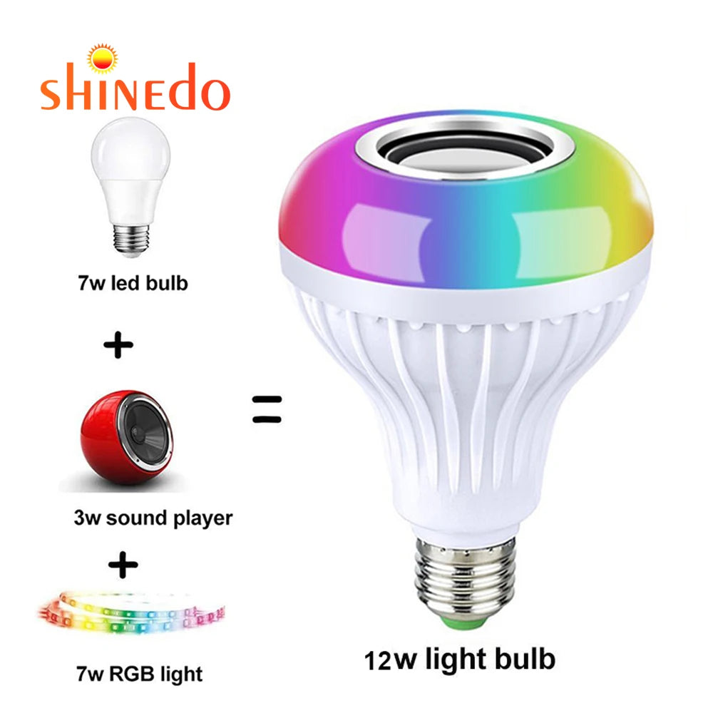 12W RGB LED Lamp E27 Smart Wireless Speaker Light with Remote Control for Garden Use