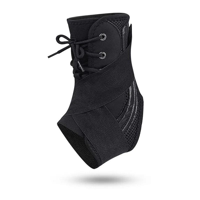 Adjustable Ankle Brace with Straps Elastic Compression and 4 Spring Stabilizers for Sprain Support Sports Protection