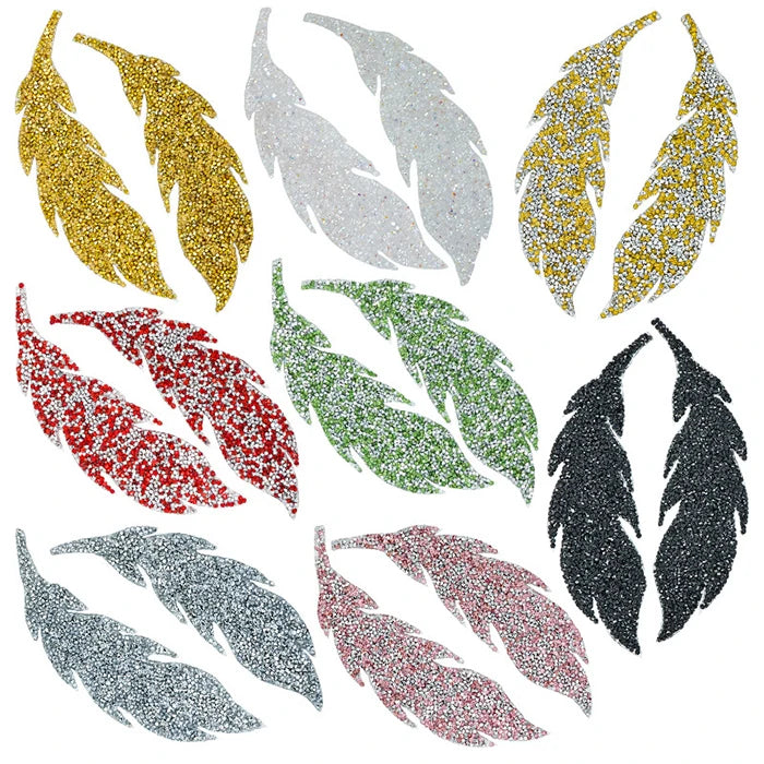 Wholesale Leaf Feather Rhinestone Patch Brooch Labels Clothing Purse