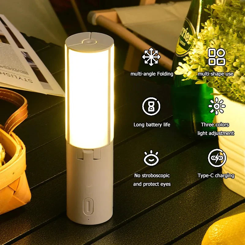 Portable Foldable LED Lighting Ring Highlighting Light Multiple Angles Hidden Hook Bottom Half-Circle Hanging ABS Camp Lamp
