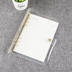 A5/A6 Clear PVC Cover with Gold Binder Glitter Refillable 6-Ring Binder Loose-L Binding
