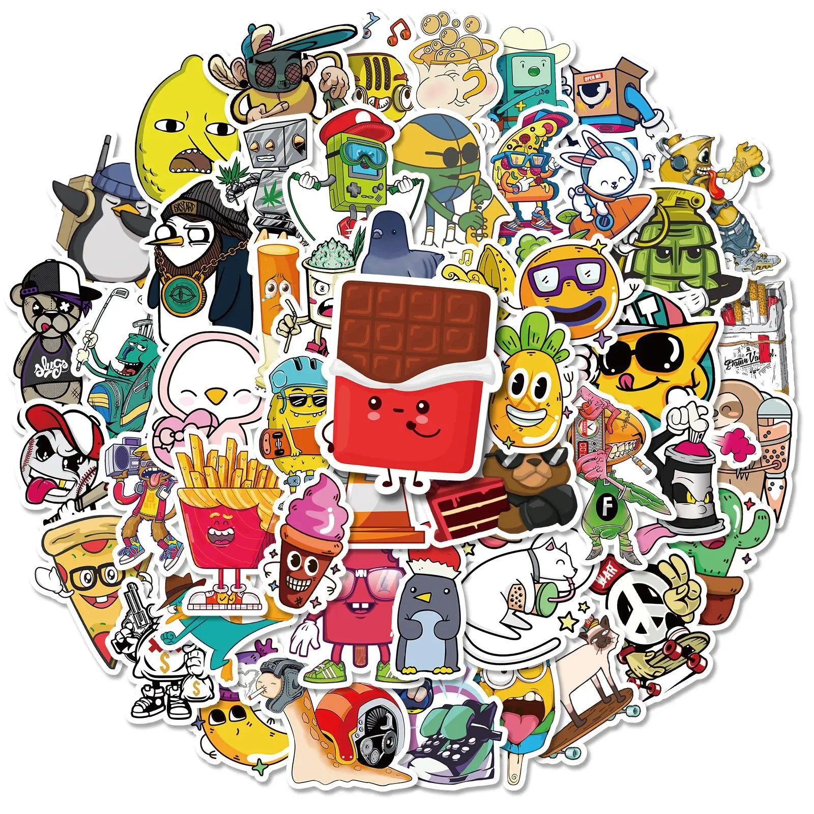50PCS Environmental protection PVC Save Earth day trendy funny cartoon art sticker
