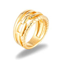 Vintage Ins Jewelry High Quality 18k Gold Plated Stainless Steel Ring Double Chain Jewelry Open Wheel Ring