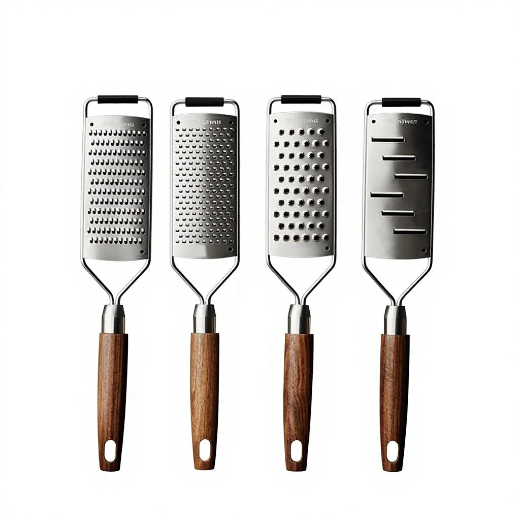 LANGKAI Multifunctional 304 Stainless Steel Kitchen Grater Wood Handle Vegetables Cheese Ginger Sustainable Microwave Safe