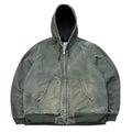 TOPSHOW Custom Heavyweigh Duck Canvas Work Jacket With Hood Zipper up Logo Distress Boxy Crop Workers Workwear Bomber Jacket Men