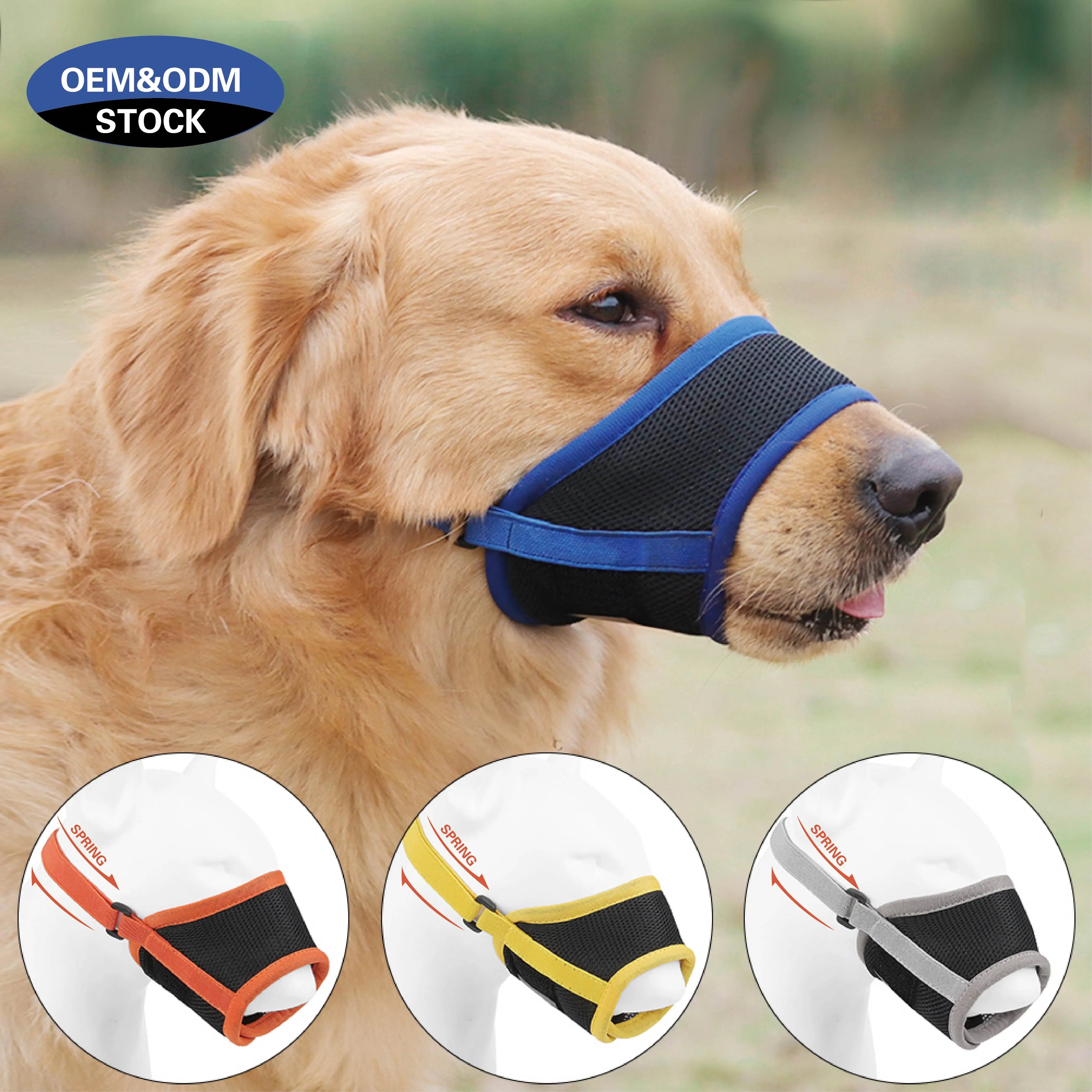 2024 New Sandwich Mesh Breathable Adaptive Adjustable Muzzle for Pet Safety Multi-Color Muzzle