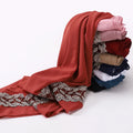 Leaf Lace Embellished Baotou Scarf Pearl Chiffon Scarf Can Be Customized Printing Ladies Scarf Wholesale