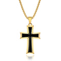 New Simple Dripping Oil Cross Men's Pendant Titanium Steel Necklace Cross Jesus Christian Pendant Necklace