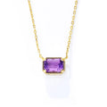 Fulsun Ladies Dainty 14K Gold Plated 925 Sterling Silver Fine Jewelry Zircon Collarbone Chain Charm Amethyst Necklace Jewellery