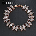 HIBRIDE JEWELRY Top Sale Brass Wedding Bracelets AAA Cubic Zircon Rose Gold Luxury Women's Bangles B-16 Model