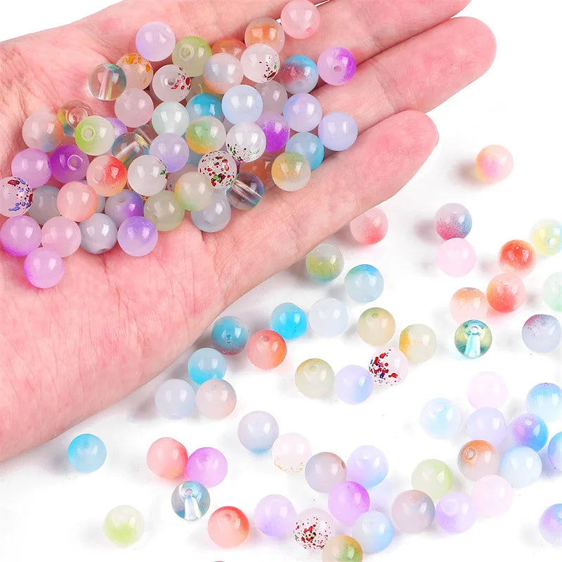 JC Crystal Wholesale 8mm 10mm Imitation Jelly Beads Glass Beads Round Double Color DIY Bracelet Jewelry Loose Beads