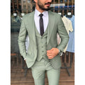 New Dusty Green Men Business Suit Groom Groomsman Prom Wedding Party Formal Occasion Man Tuxedos 3 Pieces Set Blazer Vest Pants
