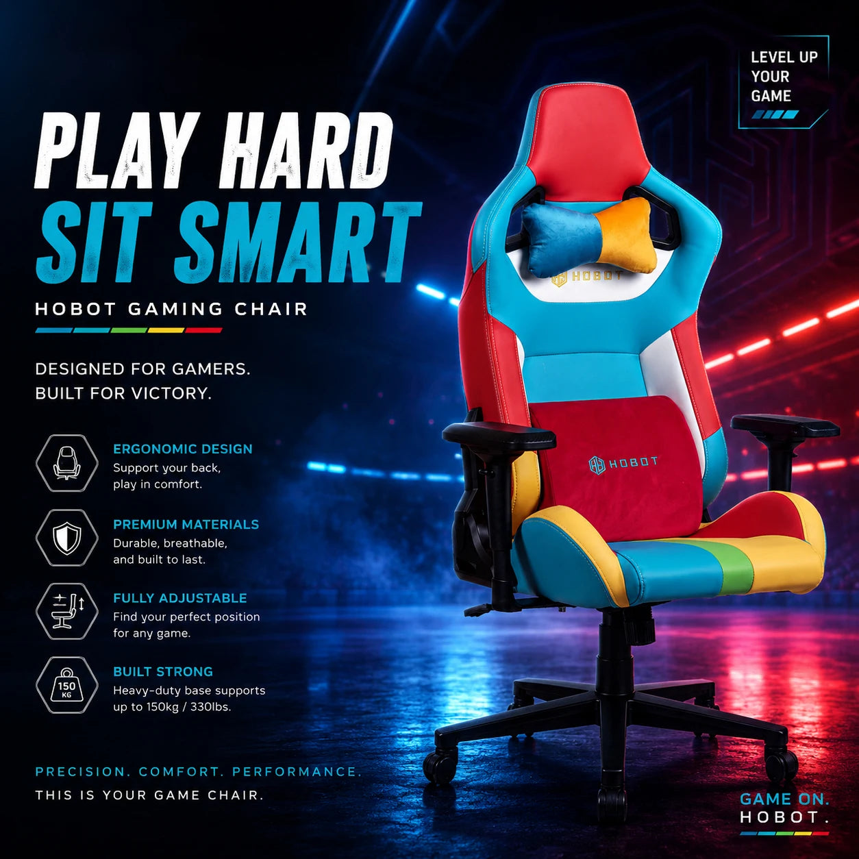 Hobot Custom Executive Adjustable Headrest Reclining Racing Style Office PC Gamer Chair