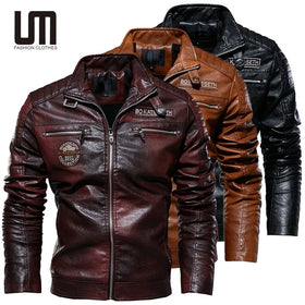 Clearance Sales Good Quality Winter Trending Men Clothing Warm Fleece Pu Leather Windbreaker Coat Plus Size Jacket