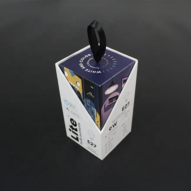Custom Christmas Cardboard Gift Box Ribbon Souvenir LED Light Packaging Matt Lamination UV Coating Embossing Handled Printings