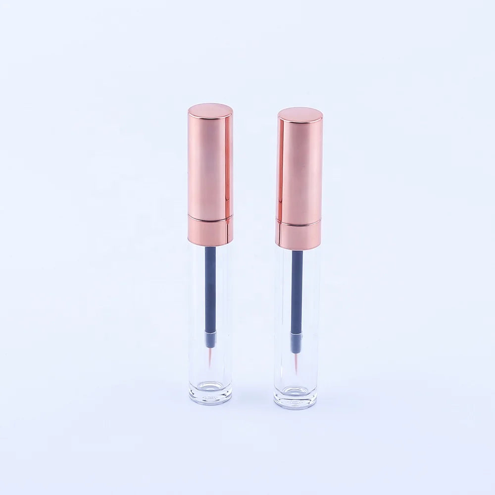 Hot Sale 6ml Transparent Empty Lipgloss Tube Mascara Eyeliner Bottle with Rose Gold Silver Cap in Stock Wholesale