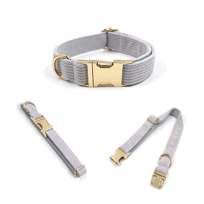 Customized Luxury Pet Dog Collar Polyester Corduroy Material Pet Collar 8 Color Options
