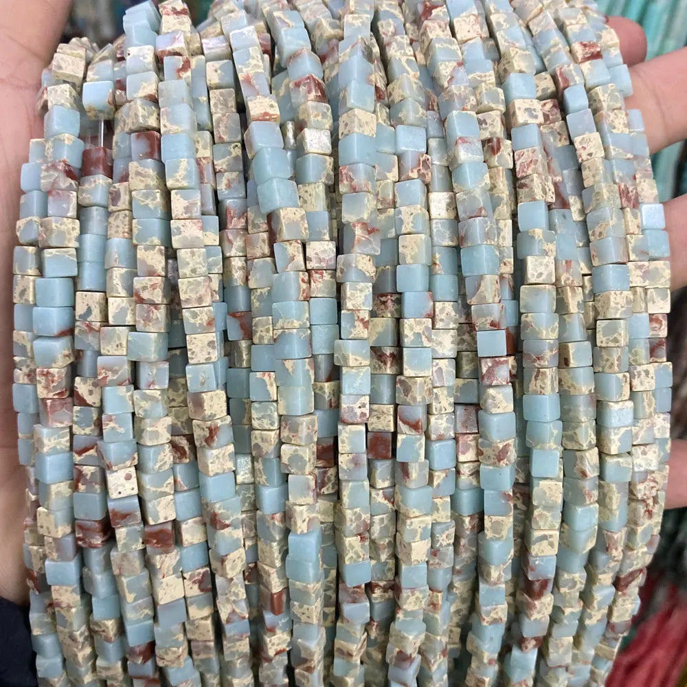 Wholesale 4x4mm Loose Gemstone Beads Colorful Square Cube Imperial Turquoise Stone Beads for Jewelry Making