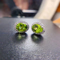 Factory Supply Luxury 925 Sterling Silver Natural Peridot Earrings for Women Gold Plated for Parties and Gifts Wholesale