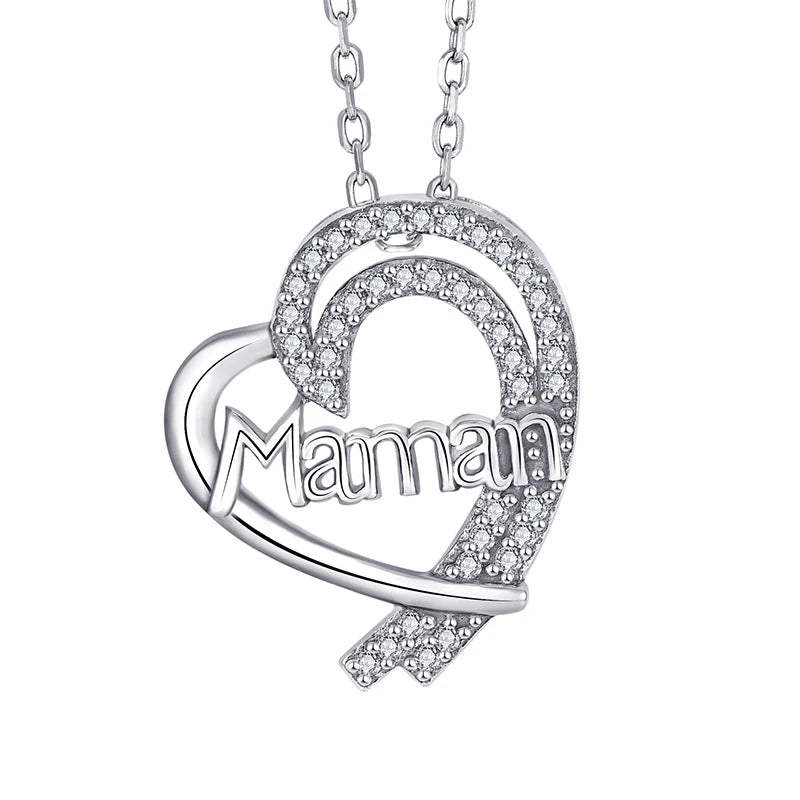 2026 Wholesale Mother's Day Gift Colorful Cubic Zircon Heart Shape Mom Pendant Custom Gold Necklace 925 Sterling Silver Women