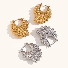 Dingran Unique Design Double Layer Flower Earrings Waterproof Gold Plated Jewelry Bijoux Pour Femmes