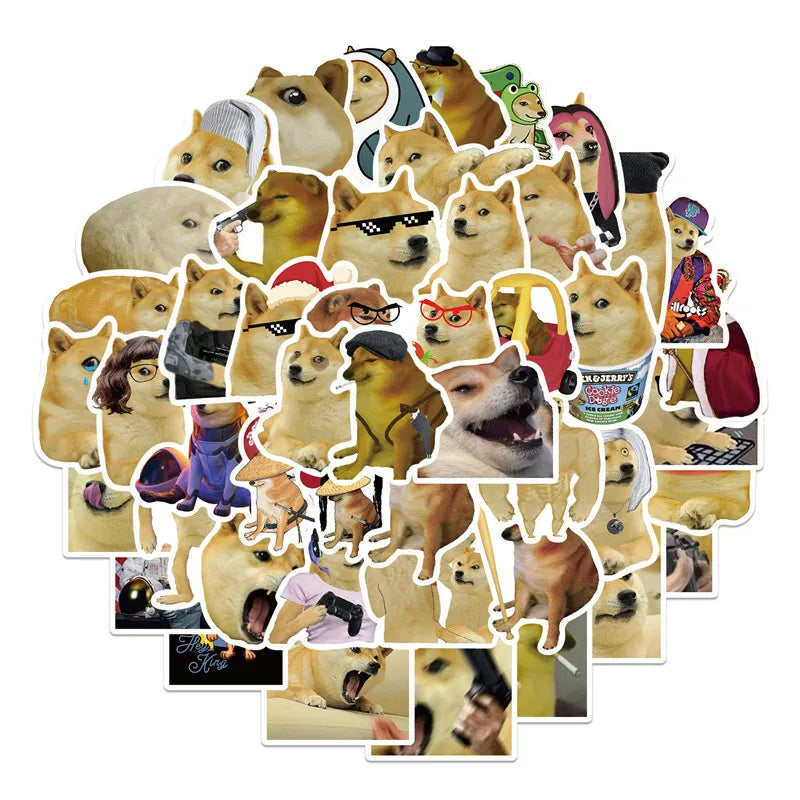 50pcs Shiba Inu Cartoon Stickers Funny Dog Meme Waterproof Decals for Teens Adults for Laptop Phone Luggage Scrapbook Decoration