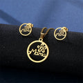 New Cheap Flower MAMA Stainless Steel Necklace Earnail Set Female Pendant Mother Gift Wholesale