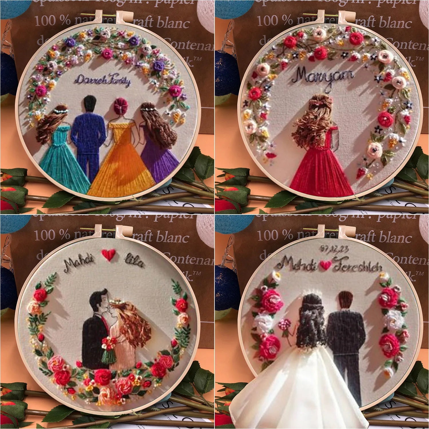 Beautiful Wedding Photo Material Pack for Gifts 3D Embroidery DIY Kit for Beginners Printed Love Style