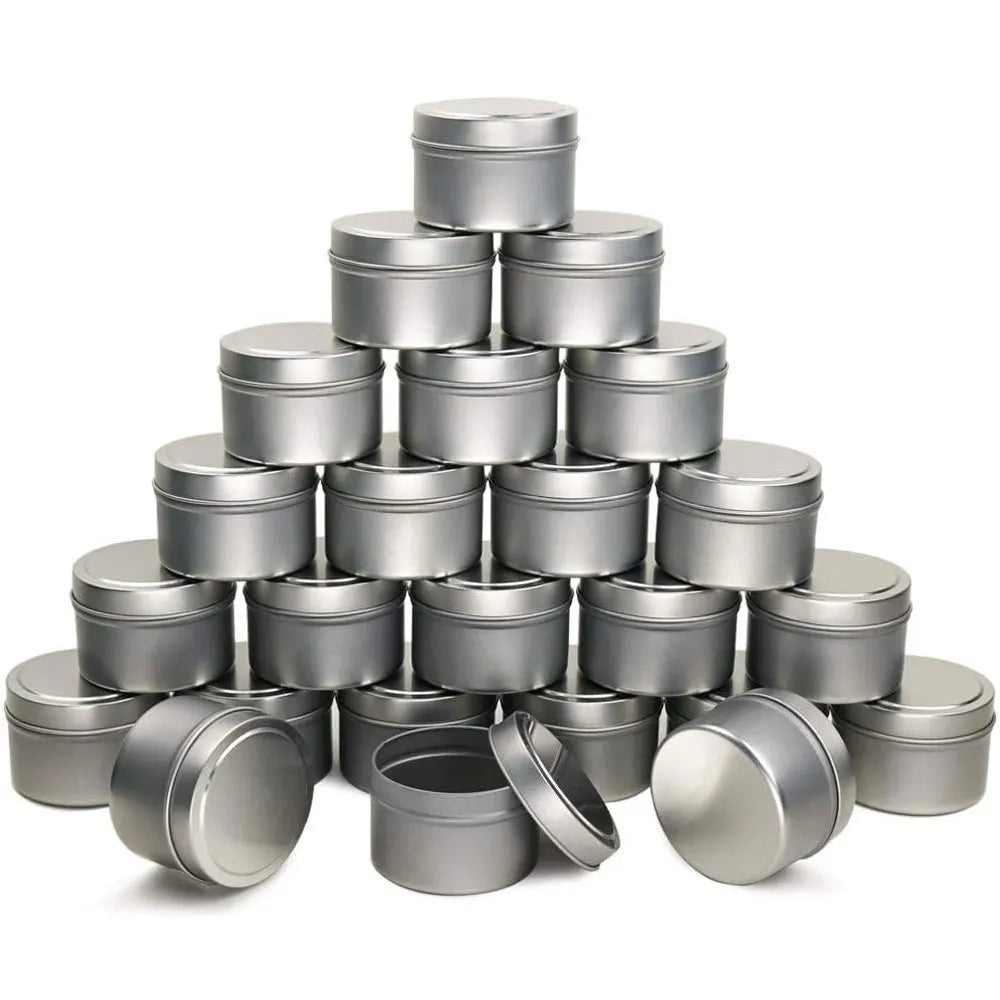 4oz 8oz Metal Silver Candle Tins Premium Candle Tin Jars with Lids for Making Candles Empty Round Candle Tin Containers