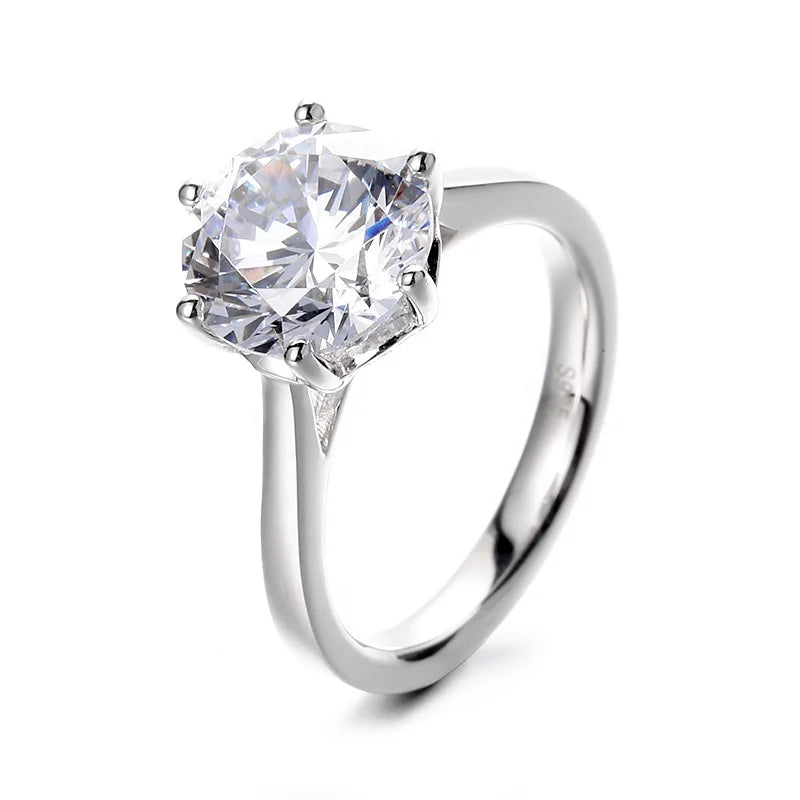 Hot Sale 925 Sterling Silver Brilliant Moissanite Diamond Ring Fine Jewelry for Women Captivating Classic Rhodium Plated Ring