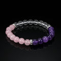 8mm Natural Clear Quartz Rose Amethyst Qusrtz Stone Silver Rhinestone Spacer Beads for Stretch Bracelet for Women Gift