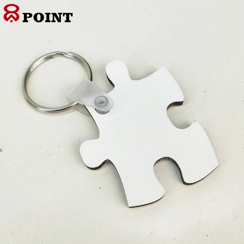 Custom Keychain Sublimation Printing Photo Designer Key Chain MDF Double Sided Puzzle Piece Key Ring