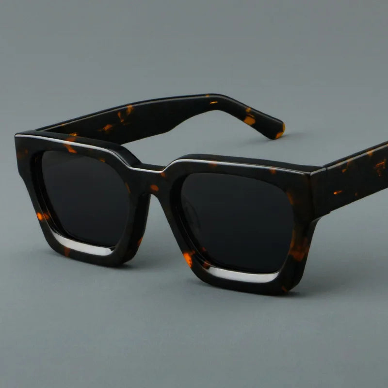 Retro High Best Quality End Sunglasses Women European&American Fashion Plate Square Frame Simple Design Polarized Sunglasses Men