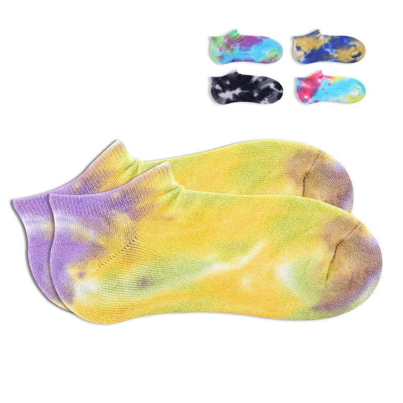 XIANGHUI 2020 Cheap Wholesale Custom Women Fashion Cartoon Tube Cotton Ankle Cool Tie Dye Socks