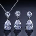 Two Piece Set Fashion Simple Design Fine Jewelry for Wedding Women Bridal Jewelry with AAA Zircon Drop Necklace Earrings