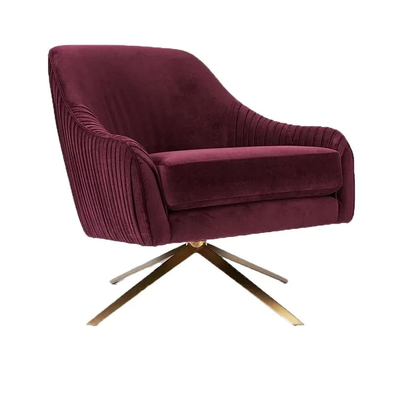Rotatable Leisure Place Metal Leg Rocking Chair Scandinavian Modern Lounge Chair Center Living Room Furniture Sofa Velvet Chair