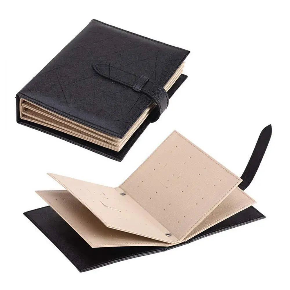 Portable Earring Holder PU Leather Jewelry Travel Storage Box Book Cover Design Brooch Bracelet Jewelry Earring Finishing