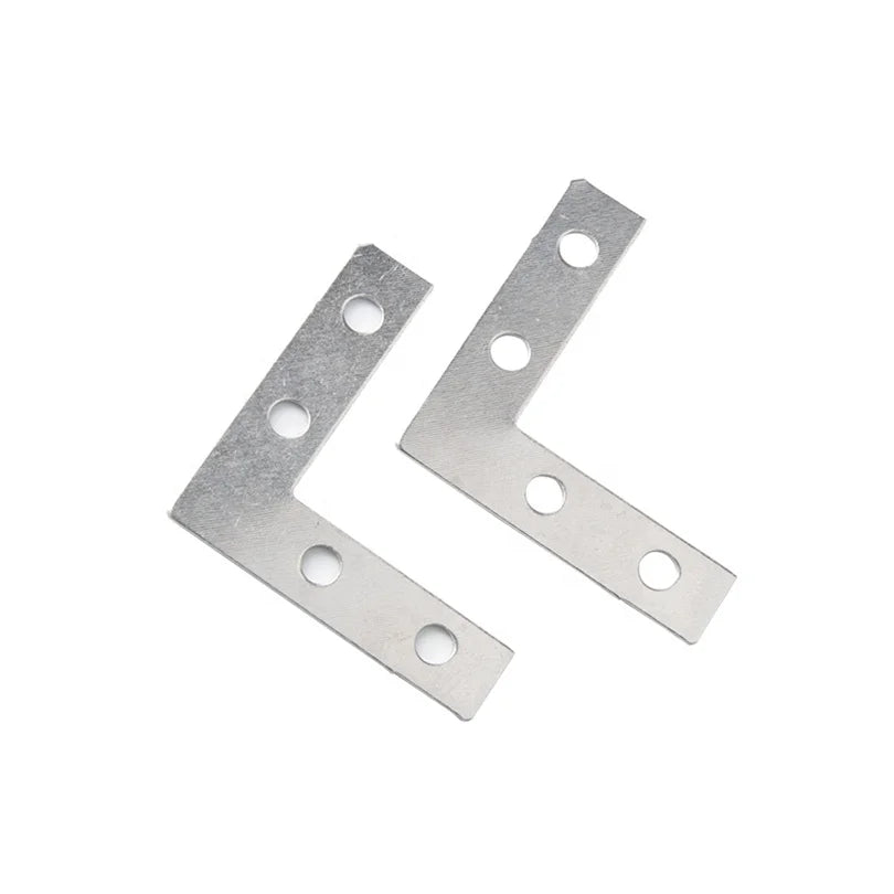 TS-K136 Zinc Plated Iron Small Silver L-Shaped 4 Hole Corner Bracket Hardware Accessories for Family Photo Frame Mounting